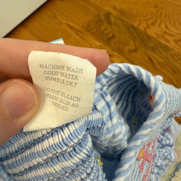 Southern Sunshine Smocked Seersucker Dress with Anchors and Lighthouse Size 12M - Picture 5 of 7